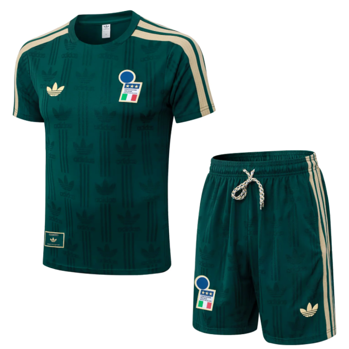 Player Version Adult Uniform 2026 Italy Green Soccer Training Jersey and Shorts Football Kits