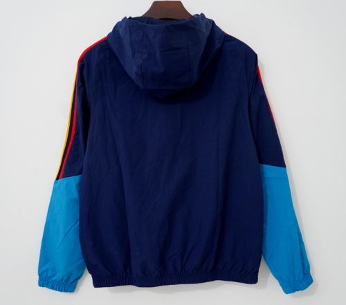 with Caps 2026-2027 Spain Dark Blue Soccer Windbreaker Jacket Football Jacket
