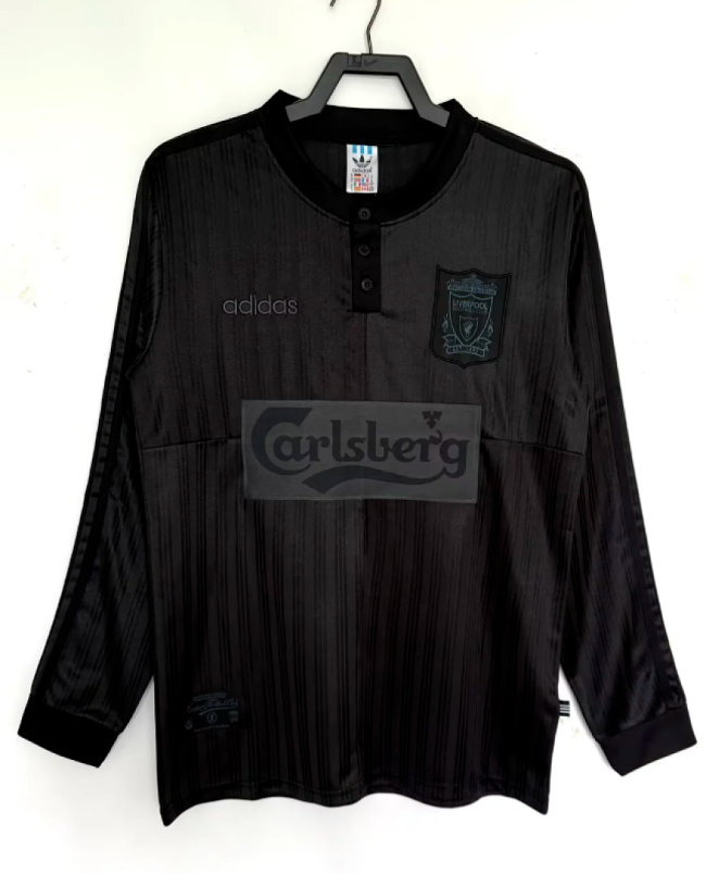 Long Sleeve Retro Jersey 1995-1996 Liverpool Black Soccer Jersey Vintage Football Shirt