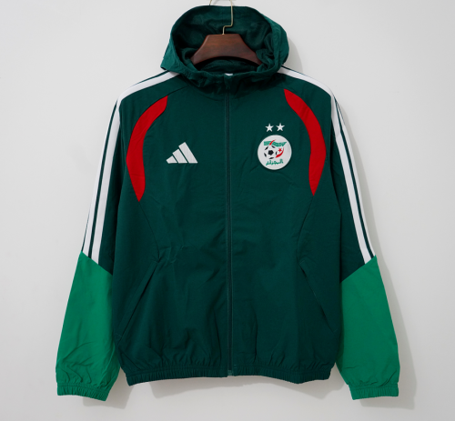 with Caps 2026-2027 Algeria Green Soccer Windbreaker Jacket Football Jacket