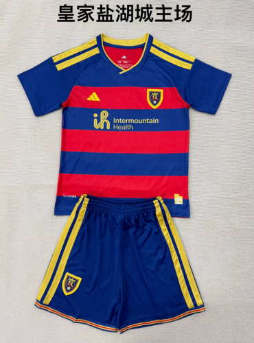 Youth Uniform Kids Kit 2026-2027 Real Salt Lake Home Soccer Jersey Shorts Child Football Set