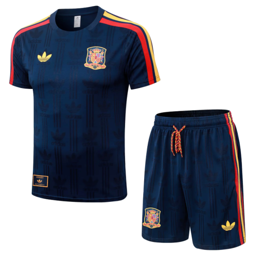 Player Version Adult Uniform 2026 Spain Dark Blue Soccer Training Jersey and Shorts Football Kits