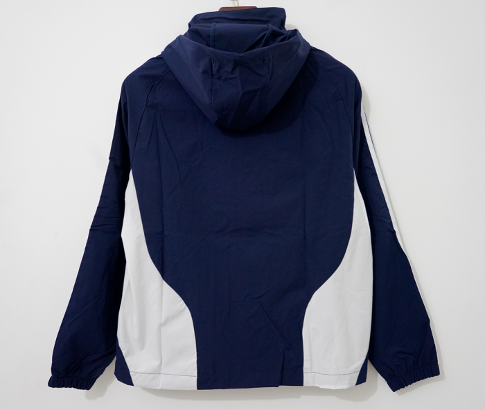 with Caps 2026-2027 Real Madrid Dark Blue/White Soccer Windbreaker Jacket Football Jacket