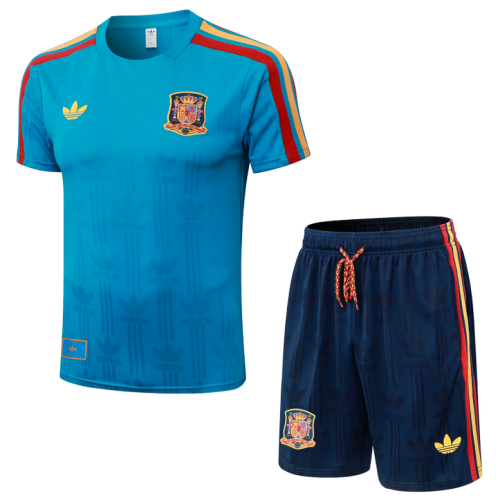 Player Version Adult Uniform 2026 Spain Blue Soccer Training Jersey and Shorts Football Kits