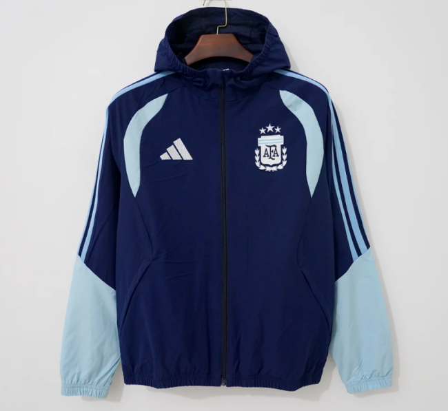 with Caps 2026-2027 Argentina Dark Blue Soccer Windbreaker Jacket Football Jacket