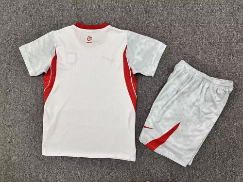 Youth Uniform Kids Kit Poland 2026 Home Soccer Jersey Shorts Child Football Set