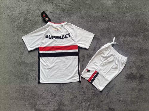 Youth Uniform Kids Kit Sao Paulo 2026-2027 Home Soccer Jersey Shorts Child Football Set