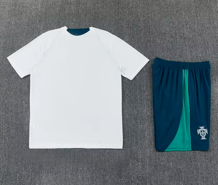 Adult Uniform 2026-2027 Portugal White Soccer Training Jersey and Shorts Football Kits