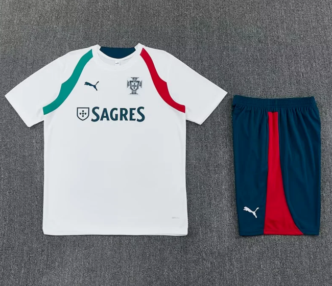 Adult Uniform 2026-2027 Portugal White Soccer Training Jersey and Shorts Football Kits