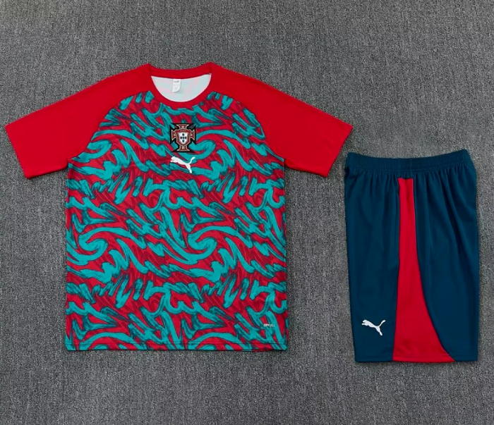 Adult Uniform 2026-2027 Portugal Green/Red Soccer Training Jersey and Shorts Football Kits