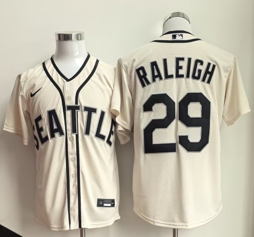 Seattle Mariners 29 RALEIGH OFF-White Cool Base Jersey MLB Shirt