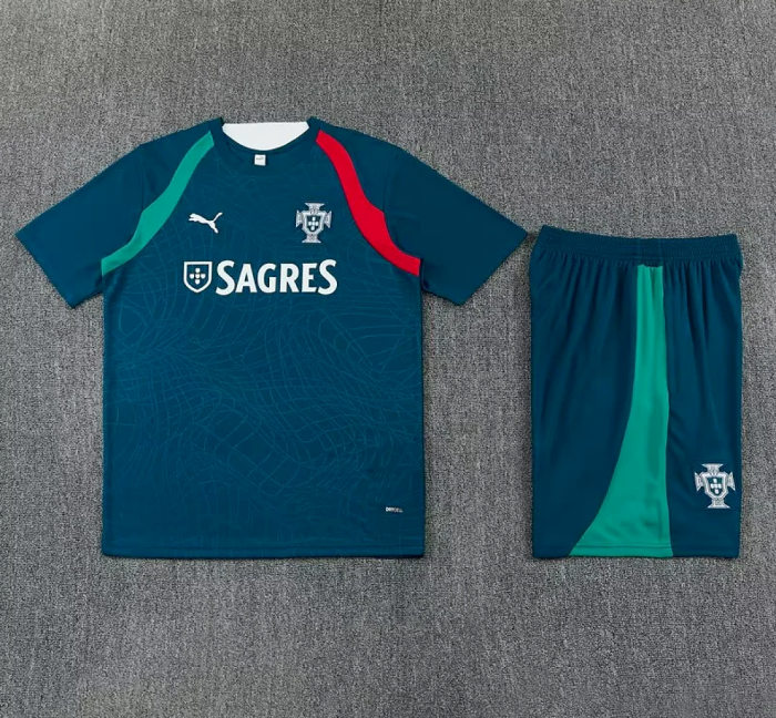 Adult Uniform 2026-2027 Portugal Dark Green Soccer Training Jersey and Shorts Football Kits