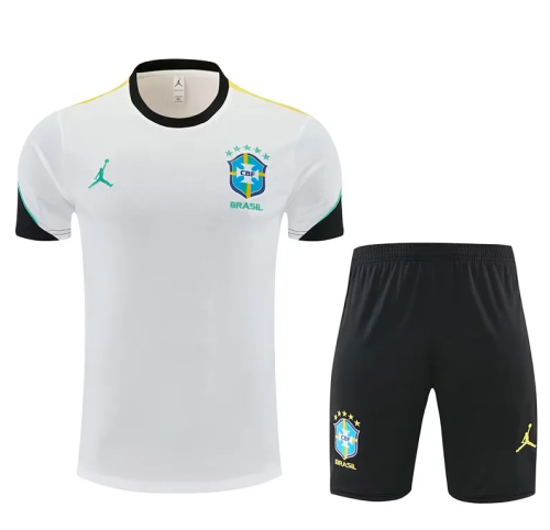 Adult Uniform 2026-2027 Brazil White Soccer Training Jersey and Shorts Football Kits