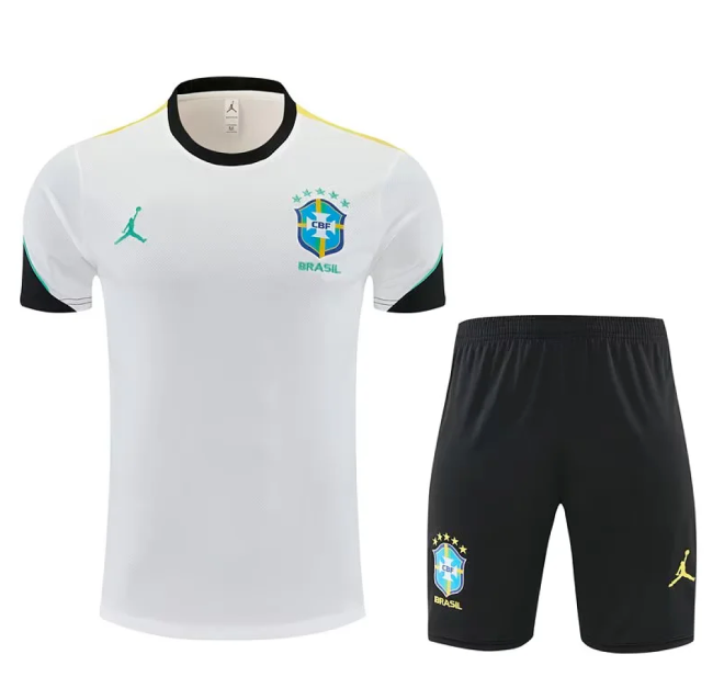Adult Uniform 2026-2027 Brazil White Soccer Training Jersey and Shorts Football Kits