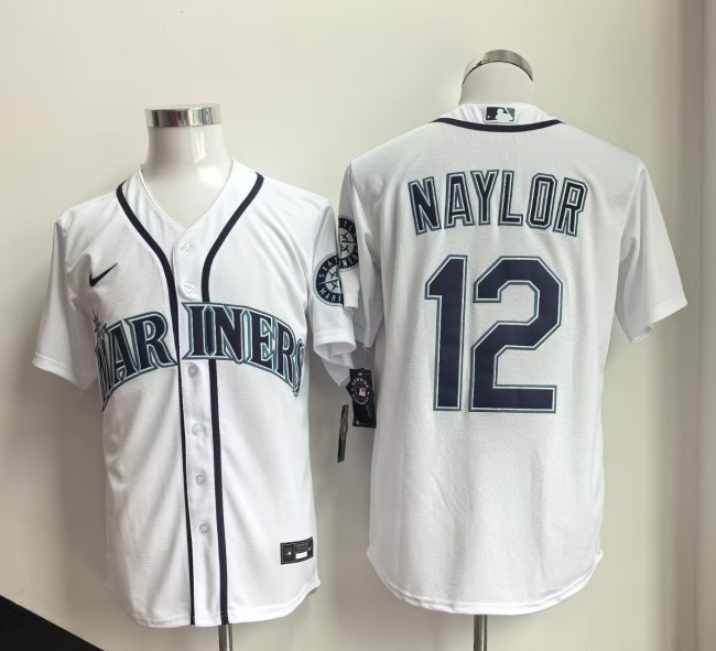 Seattle Mariners NAYLOR 12 White Cool Base Jersey MLB Shirt