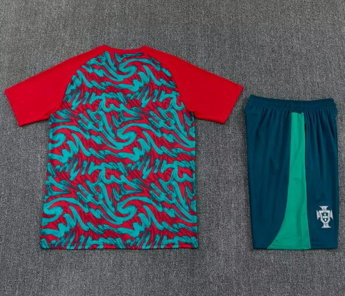 Adult Uniform 2026-2027 Portugal Green/Red Soccer Training Jersey and Shorts Football Kits