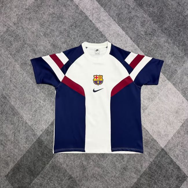 Barca Camisetas de Futbol Fans Version 2025-2026 Barcelona White/Dark Blue Soccer Sweater