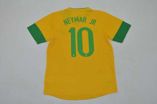 Retro Jersey 2012-2013 Brazil NEYMAR JR .10 Home Soccer Jersey Vintage Brasil Camisetas de Futbol