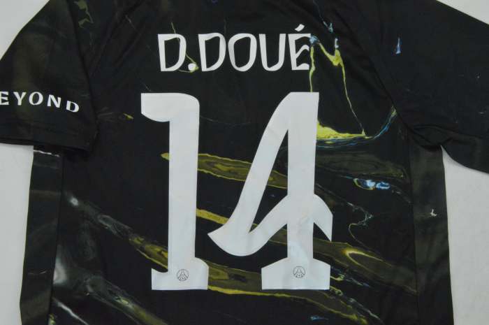 With UCL Winner Patch Fan Version 2025-2026 PSG D.DOUE 14 Fifth Away Soccer Jersey Paris Football Maillot