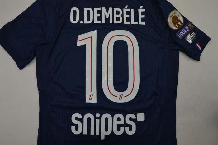 With League 1 Champions Patch Fan Version 2025-2026 PSG O.DEMBELE 10 Home Soccer Jersey Paris Football Maillot