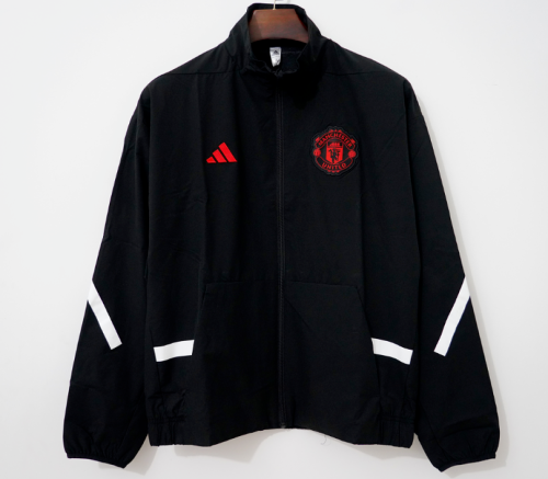 2026-2027 Manchester United Black/White/Red Soccer Windbreaker Jacket Football Jacket