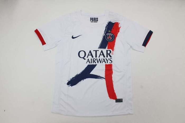 with One Star Fan Version 2025-2026 PSG Away White Soccer Jersey Paris Football Maillot