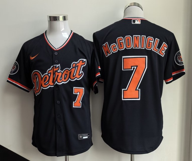Detroit Tigers McGONIGLE 7 Dark Blue MLB Cool Jersey Baseball Shirt