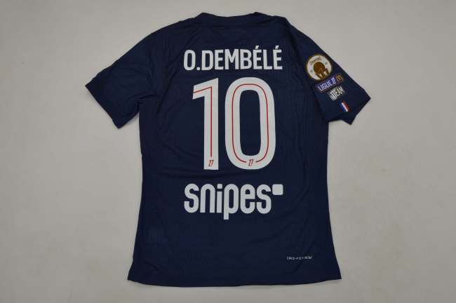 With League 1 Champions Patch Fan Version 2025-2026 PSG O.DEMBELE 10 Home Soccer Jersey Paris Football Maillot