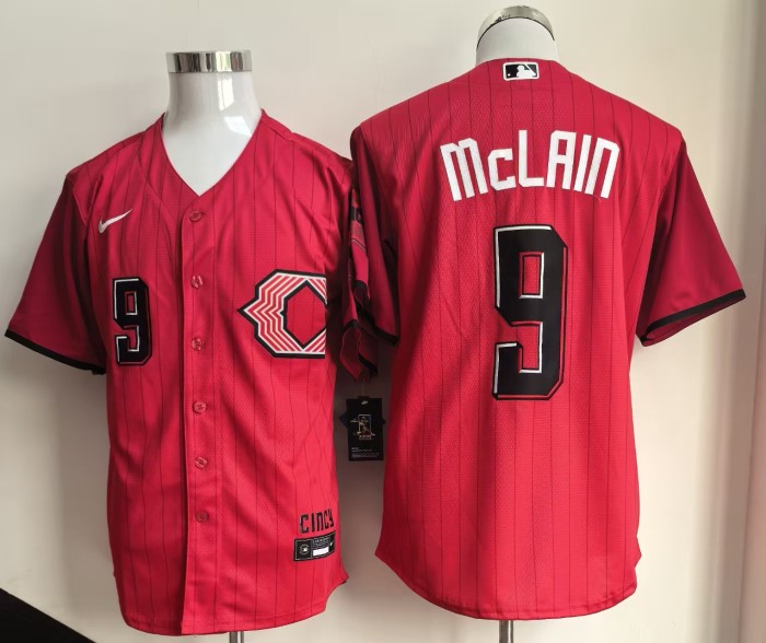 City Edition Cincinnati Reds McLAIN 9 Red Cool Base Jersey MLB Shirt