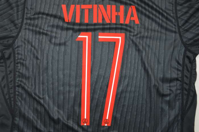 with UCL Winner Patch Fan Version 2025-2026 PSG VITINHA 17 Fourth Away Black Soccer Jersey Paris Football Maillot