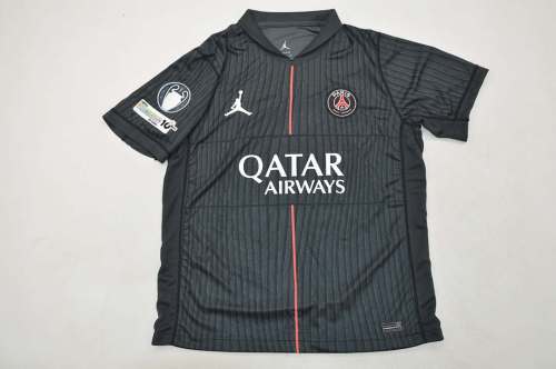 With UCL Winner Patch Fan Version 2025-2026 PSG Fourth Away Black Soccer Jersey Paris Football Maillot