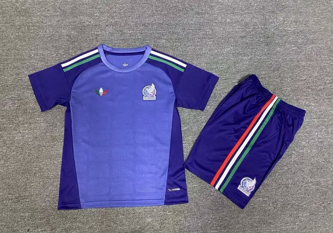 Youth Uniform Kids Kit 2026 Mexico Purple Goalkeeper Soccer Jersey Shorts Child Football Set