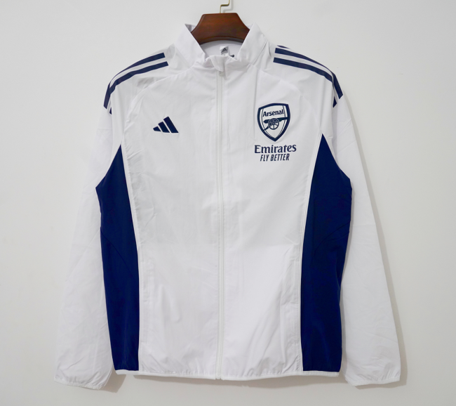 2026-2027 Arsenal White/Blue Soccer Windbreaker Jacket Football Jacket