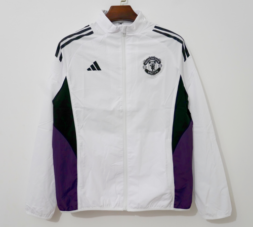 2026-2027 Manchester United White/Purple Soccer Windbreaker Jacket Football Jacket