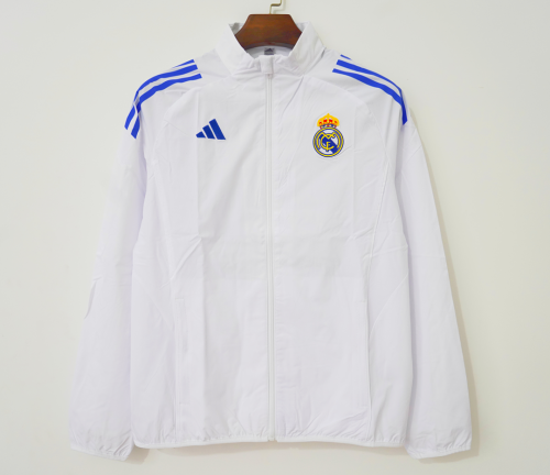 2026-2027 Real Madrid White/Blue Soccer Windbreaker Jacket Football Jacket