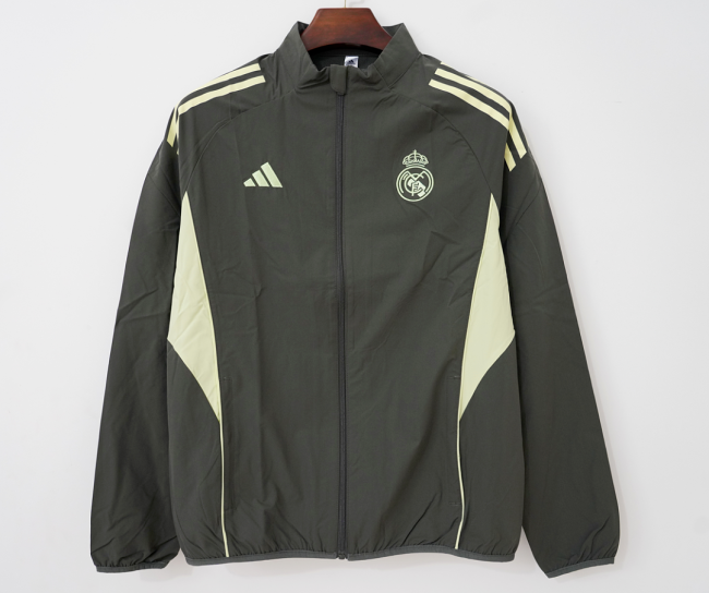 2026-2027 Real Madrid Dark Grey Soccer Windbreaker Jacket Football Jacket