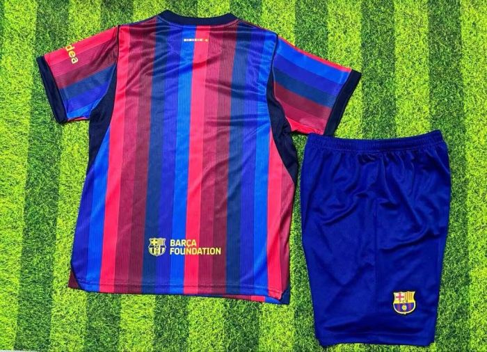 Youth Uniform Kids Kit 2026-2027 Barcelona Home Soccer Jersey Shorts Child Football Set
