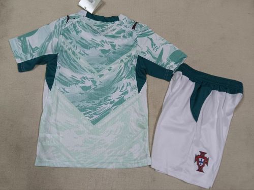 Player Version Youth Uniform Kids Kit 2026 Portugal Away Soccer Jersey Shorts Child Football Set