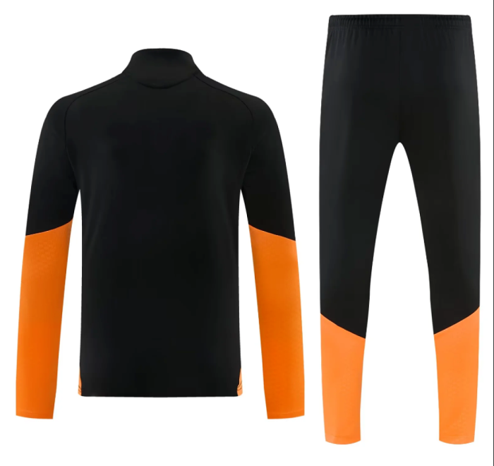 2026 Arsenal Black/Orange Soccer Training Sweater and Pants Football Kit