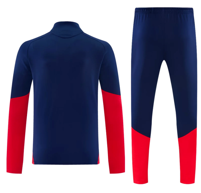 2026 Arsenal Dark Blue/Red Soccer Training Sweater and Pants Football Kit