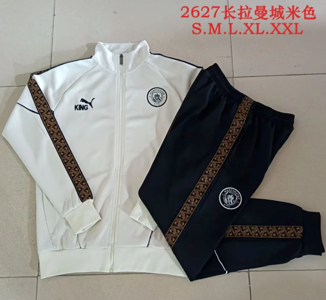 2026-2027 Manchester City White Soccer Windbreaker Tracksuit Jacket Football Jacket and Pants