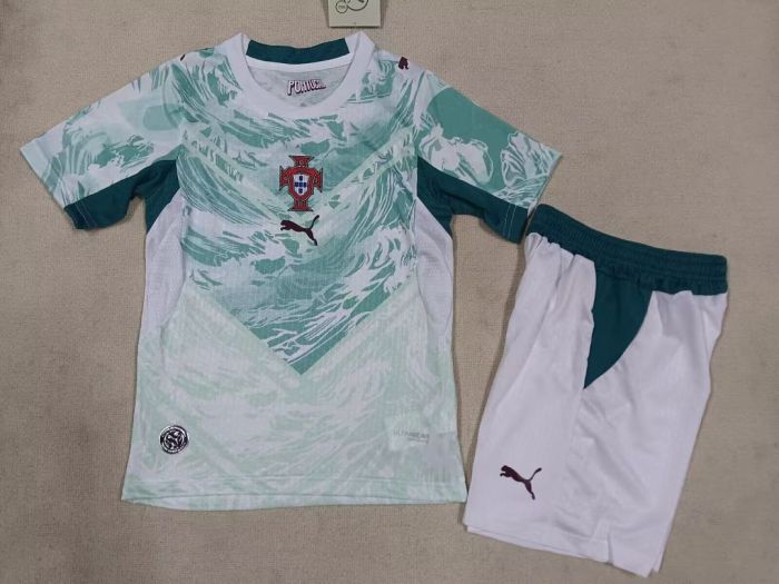 Player Version Youth Uniform Kids Kit 2026 Portugal Away Soccer Jersey Shorts Child Football Set
