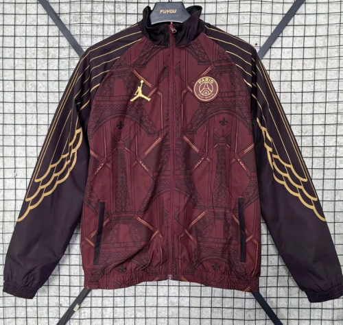 2026-2027 PSG Red/Black Soccer Reversible Windbreaker Jacket Football Jacket