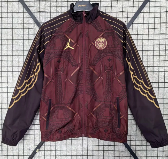2026-2027 PSG Red/Black Soccer Reversible Windbreaker Jacket Football Jacket