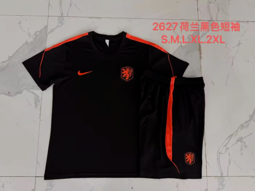 Adult Uniform 2026-2027 Netherlands Black Soccer Training Jersey and Shorts Football Kits