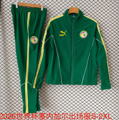 2026-2027 Senegal Green Soccer Windbreaker Tracksuit Jacket Football Jacket and Pants