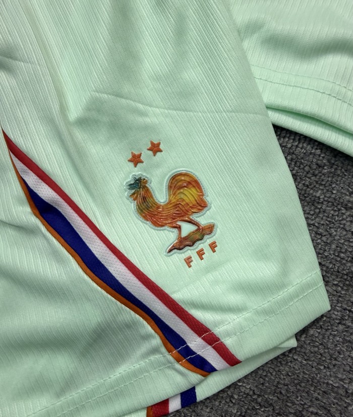 with silicone Logo Youth Uniform Kids Kit France 2026 Away Soccer Jersey Shorts Child Football Set