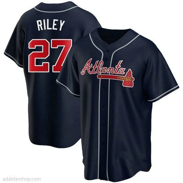 Atlanta Braves 27 RILEY Dark Blue Cool Base Jersey MLB Shirt