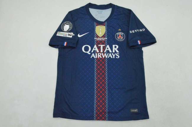 With a Star+Front Lettering+UCL Winner+Intercontinental Badge Fan Version 2025-2026 PSG Home Soccer Jersey Paris Football Maillot