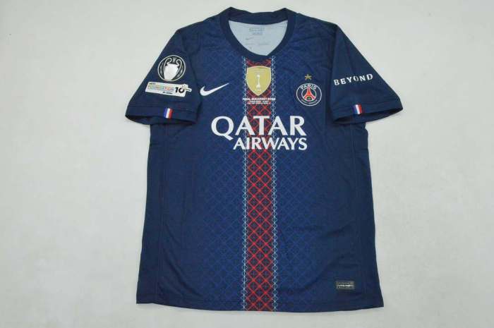 With a Star+Front Lettering+UCL Winner+Intercontinental Badge Fan Version 2025-2026 PSG Home Soccer Jersey Paris Football Maillot